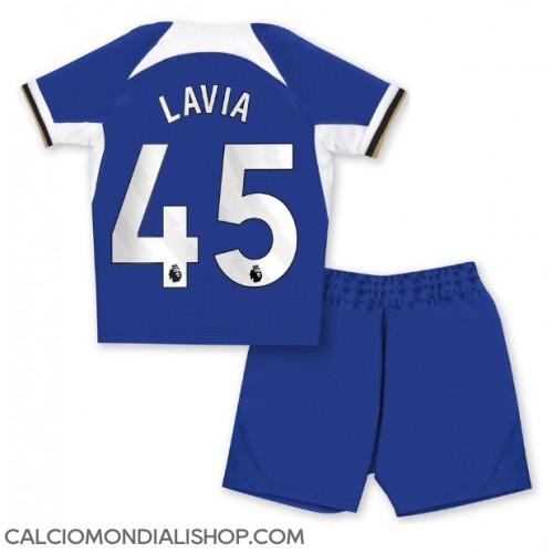 Maglie da calcio Chelsea Romeo Lavia #45 Prima Maglia Bambino 2023-24 Manica Corta (+ Pantaloni corti)